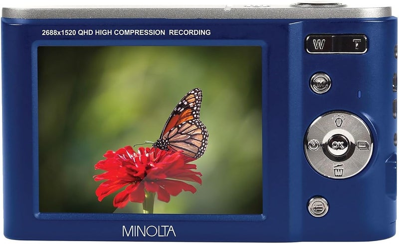 Minolta MND20 44MP Digital Camera – 2.7K Ultra HD Video, 16X Digital Zoom, Anti-Shake Stabilization, Time Lapse, Face Detection, 2.9-inch LCD Display – Lightweight Compact Camera (Blue) - Image 3